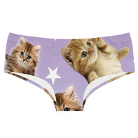 DeanFire Super Soft Novelty Hipster Women's Underwear Panties Star Cats Print Kawaii Push Up Briefs Lingerie Thong For Girls