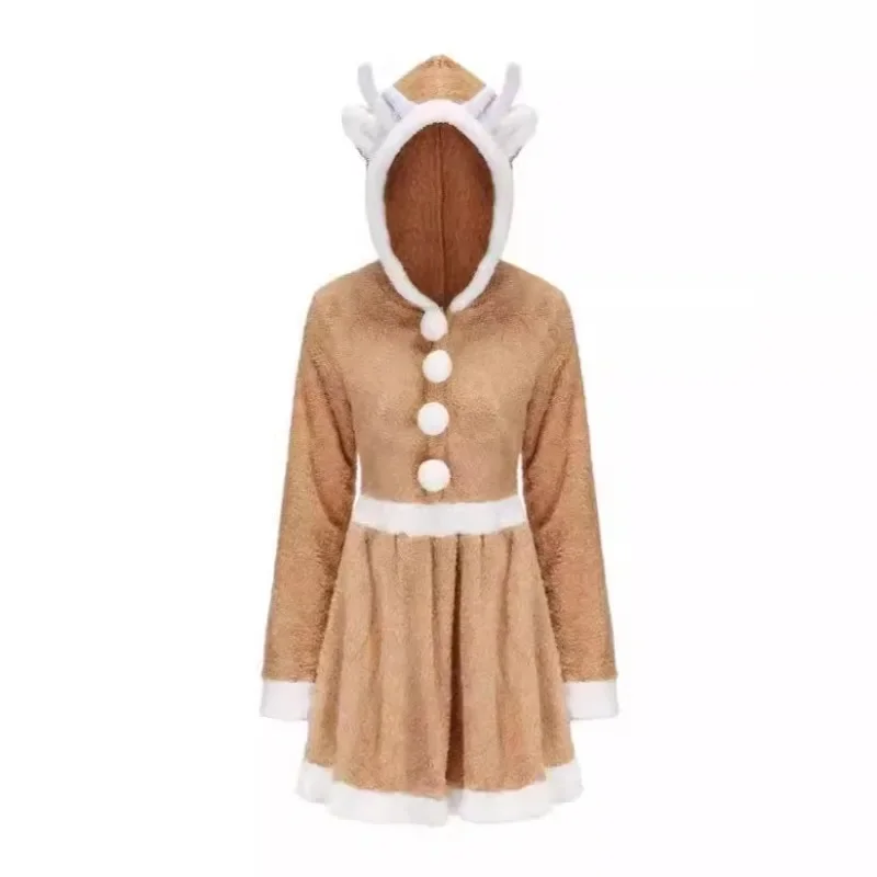 Christmas Clothing Parent-child Cute Reindeer Animal Dress Khaki Elk Loose Personality