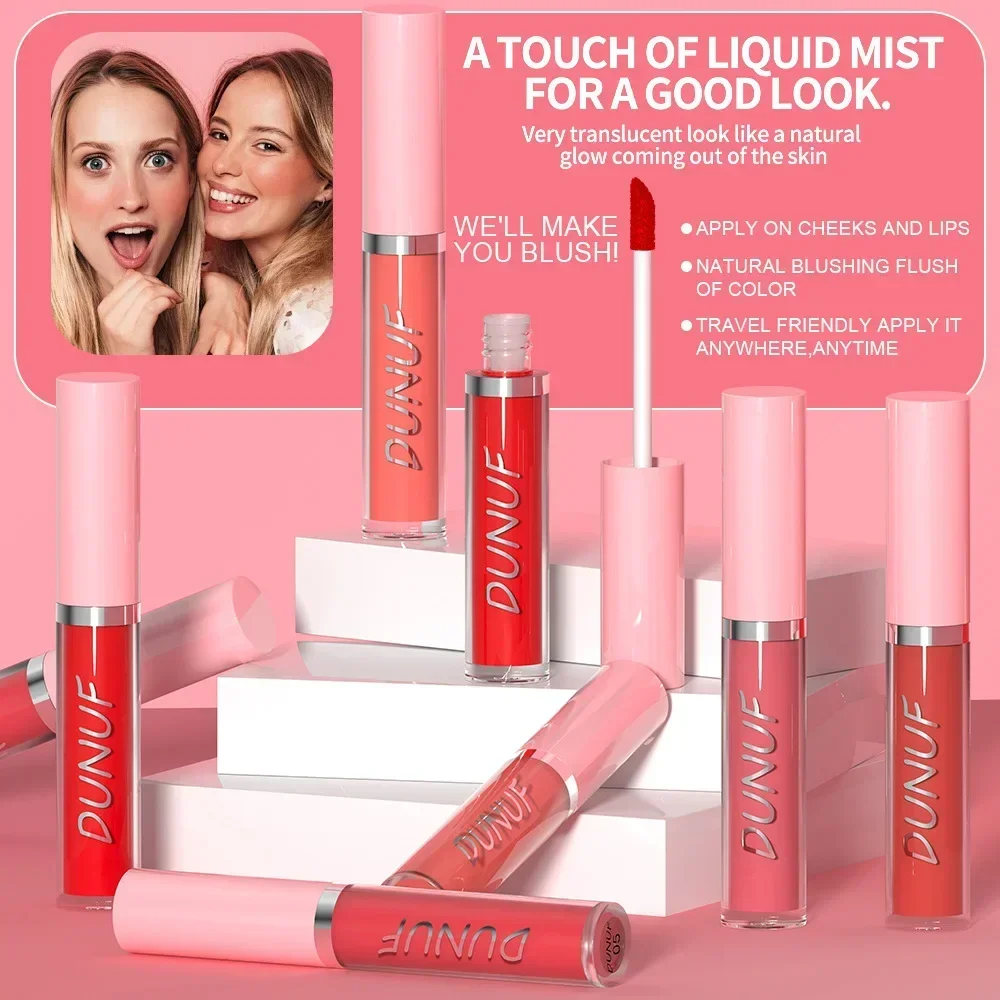 DUNUF nuevo colorete en crema multifuncional colorete facial maquillaje hidratación Natural lápiz labial rojo rosa sombra de ojos maquillaje brillo de labios