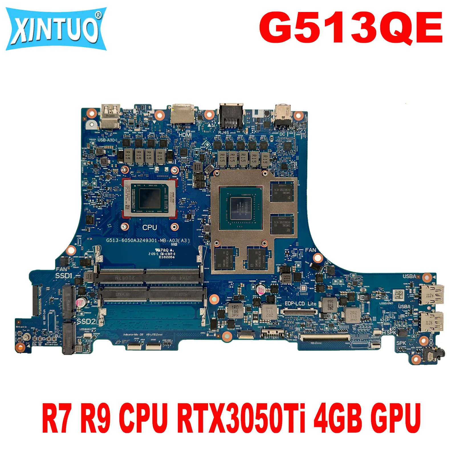 G513QE Mainboard UNTUK ASUS G513 G513Q G513QM G513IC G513IH PX513IC mainlaptop Mainboard dengan R7 R9 CPU RTX3050Ti/RTX3060 GPU