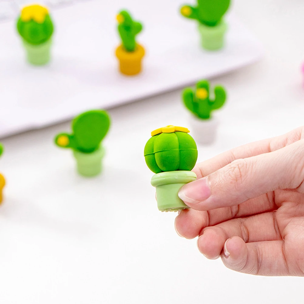 

15pcs Cactus Shaped Eraser Bulk Friendly Novelty Stationery Student Rubber Pencil Wipe Drawing Gift Random Color