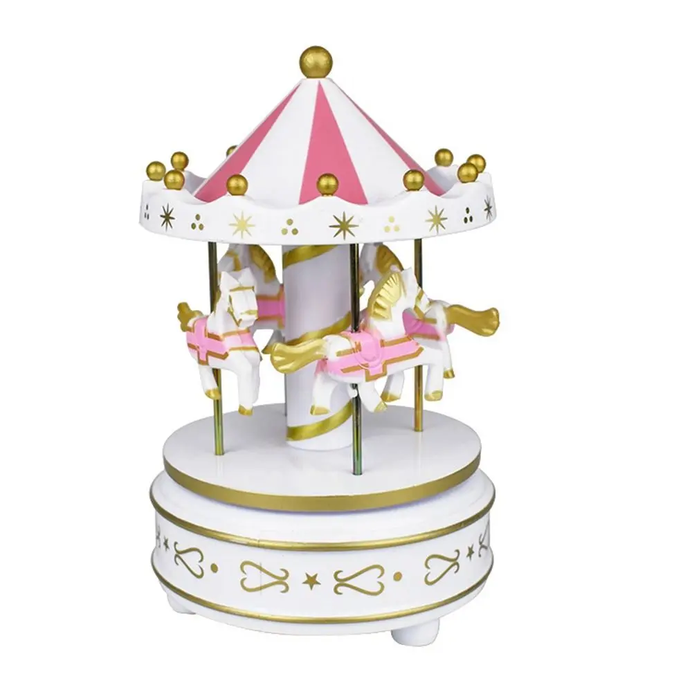 Exquisite Design Carousel Music Box Carousel Painted Ferris Wheel Ornaments Plastic Easy Use Carousel Cake Accessories Christmas