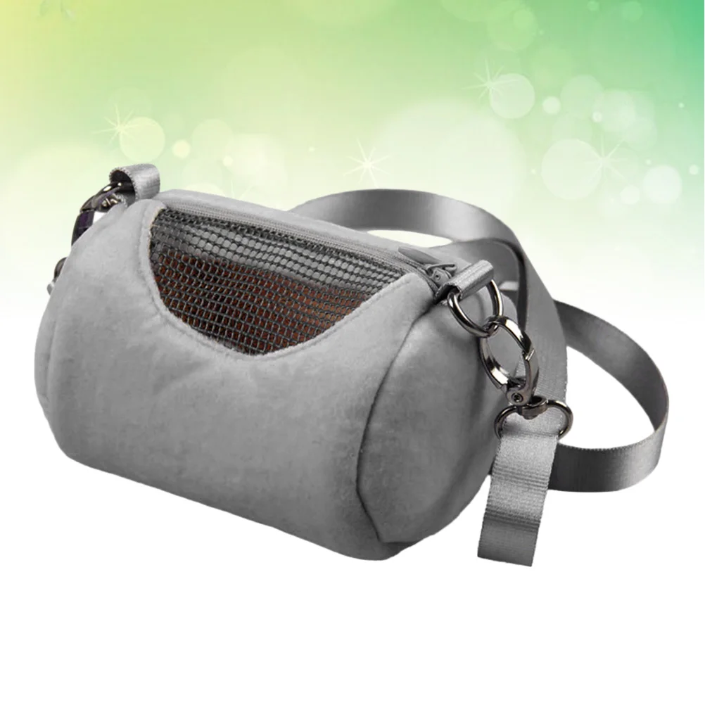 

Pet Cylinder Shoulder Bag Travel Carrier for Hamster Pink Grey Warm Storage Rounded Small Animal Mesh Design Adjustable Straps