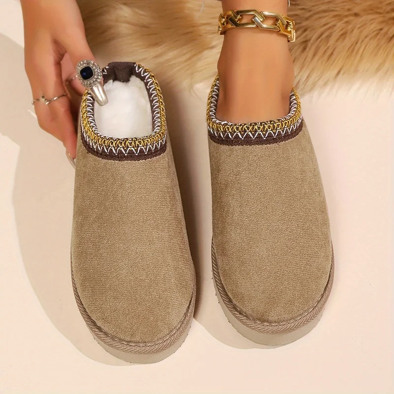 Cómodas zapatillas de interior para mujer: botas para el hogar con suela de goma/EVA de tela suave para todas las estaciones, diseño resistente al desgaste lavable a mano,