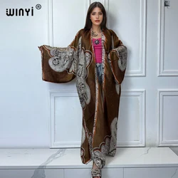 WINYI Women Vintage cashew print Kimono african dresses for woman Cardigan beach outfits beach cover up evening dress loose coat