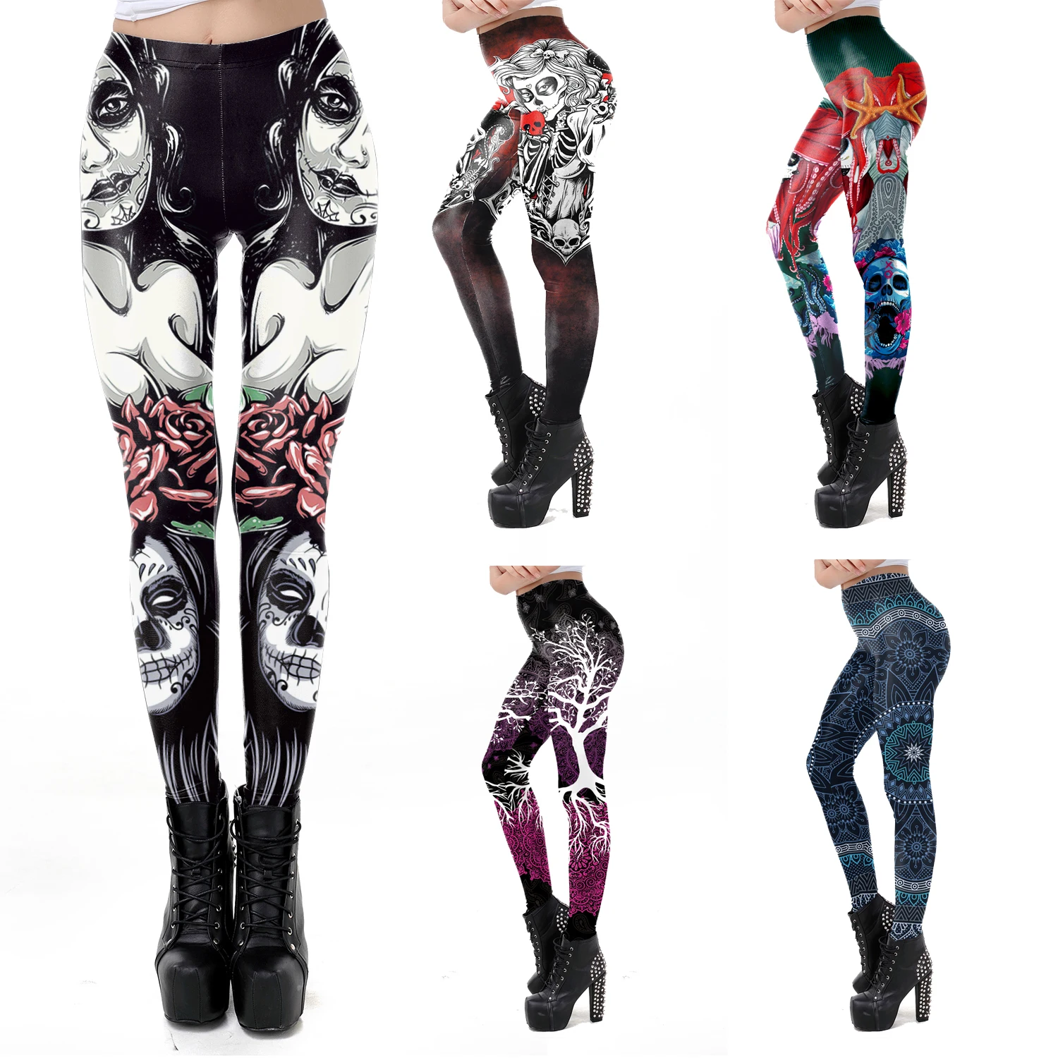 Zawaland Halloween 3D Printed Women Sexy Tight Leggings Long Pants Trousers Adult Workout Fitness Legging Dropshipping