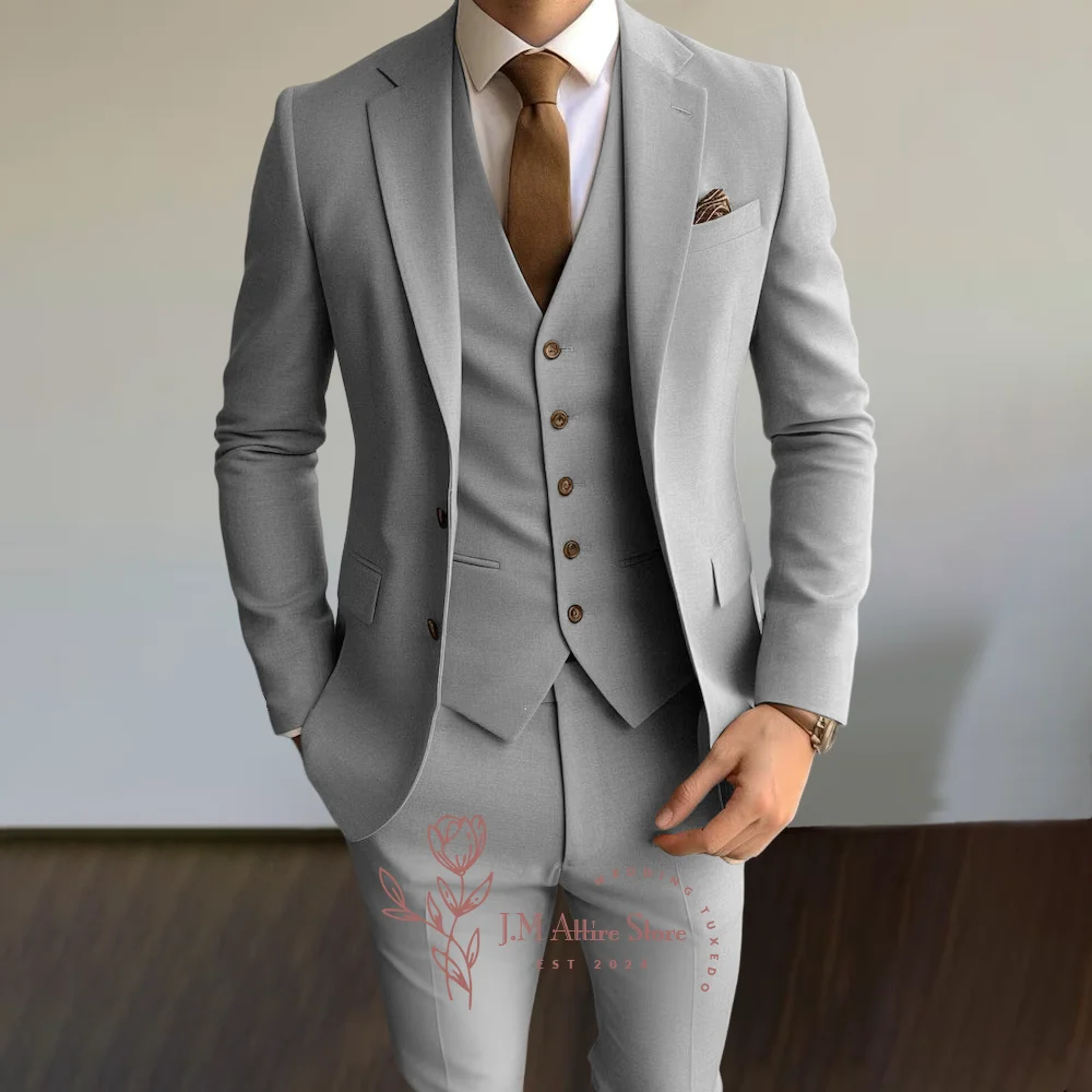 Premium Khaki Tailored Modern Elegance for Business & Events 3-Piece Men's Wedding Suit - Business Men Blazer, Groomsmen Blazer