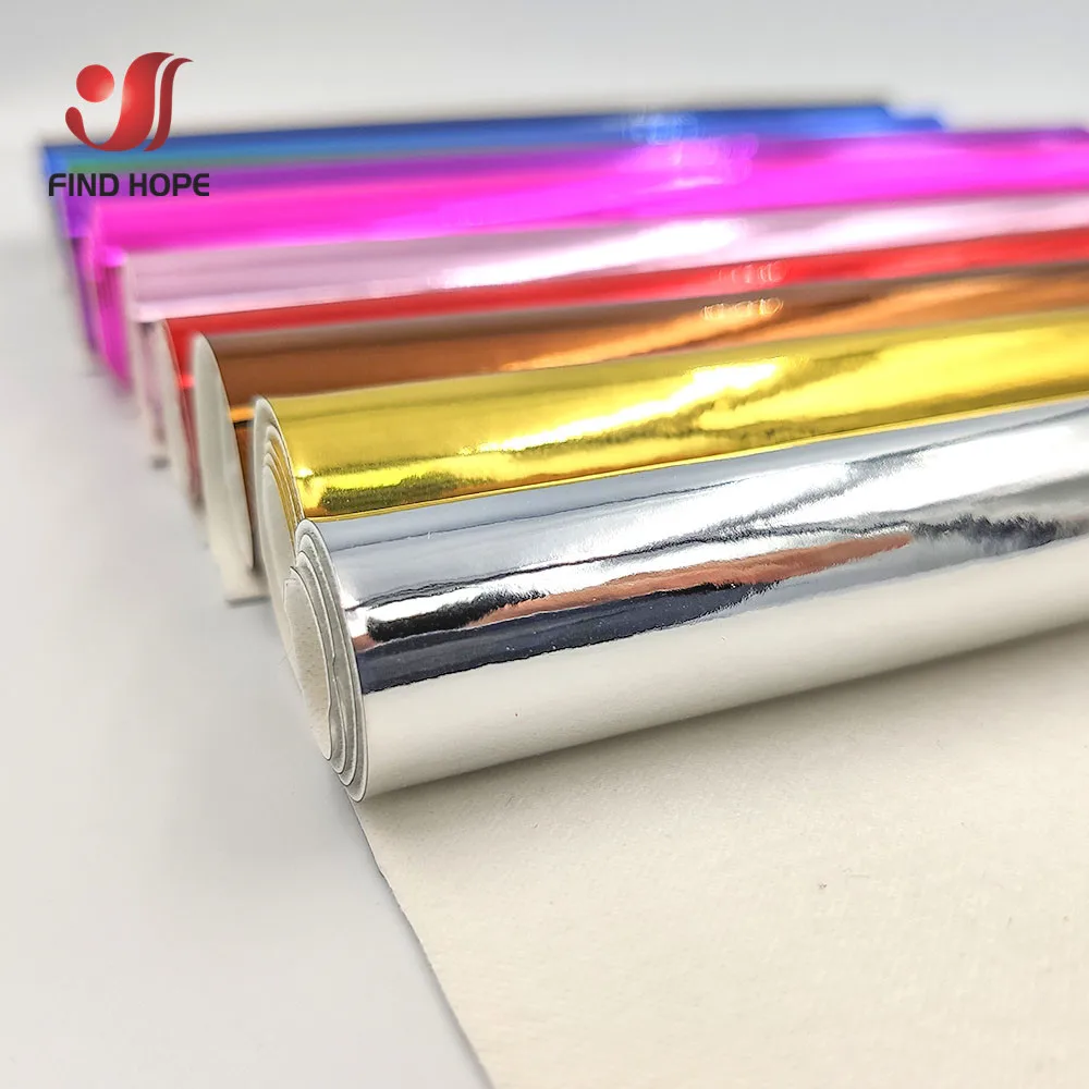 10PCS Mirror Shiny Glossy PU Leather Fabric Sheets Mirrored Electroplate Laser Fabric DIY Bag Sewing Craft Earring Material