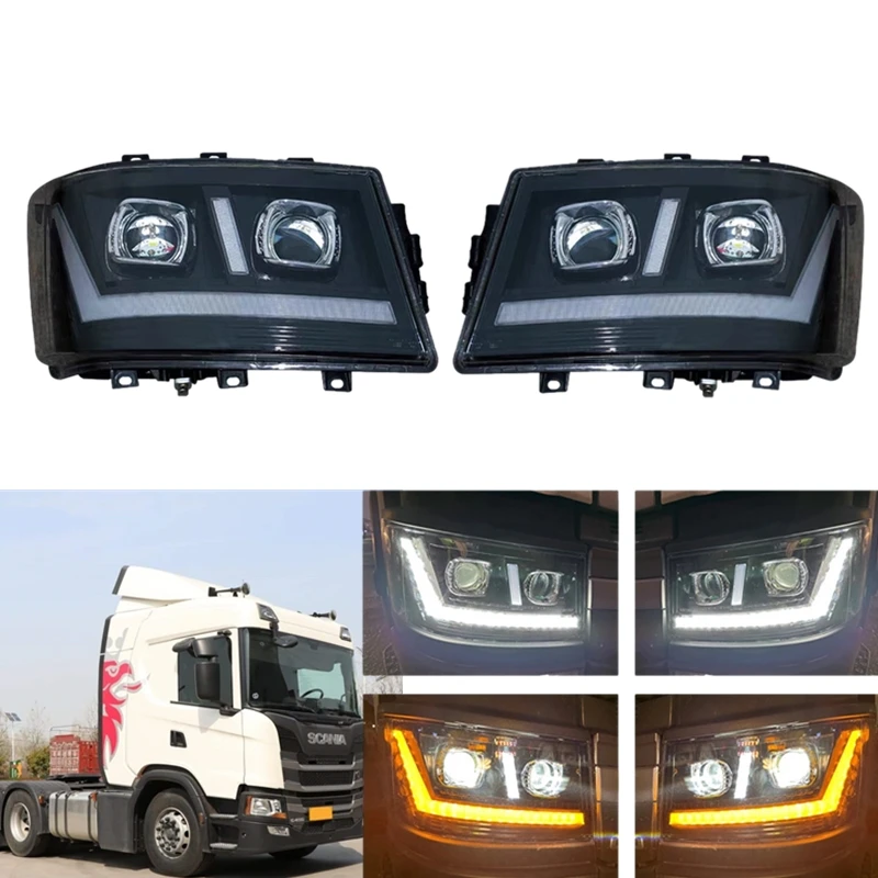 

1Pair LH RH TRUCK LED Headlights FOR SCANIA 2017 R S series LED HEADLIGHT OEM 2379889 2655840 2674382 emark E9