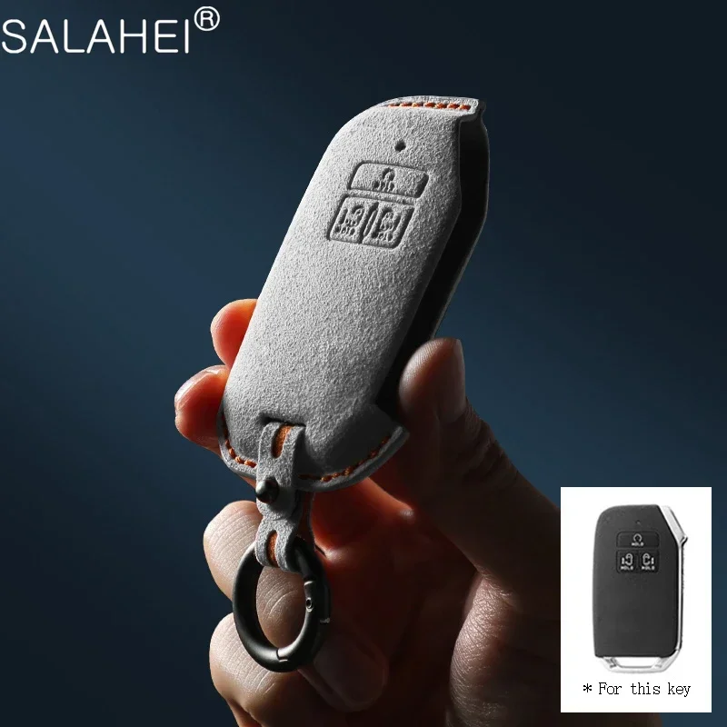 

7 Buttons Car Key Case Cover Remote Shell Fob Holder Suede Keychain for Kia Carnival 2021 2022 Carnival KA4 EX SX LX Fiesta 2023