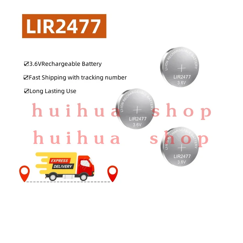 10-50 Uds batería recargable LIR2477 de litio 200mAh 3,6 V 2477 batería de pila de moneda recargable CR2477 para calculadora de reloj