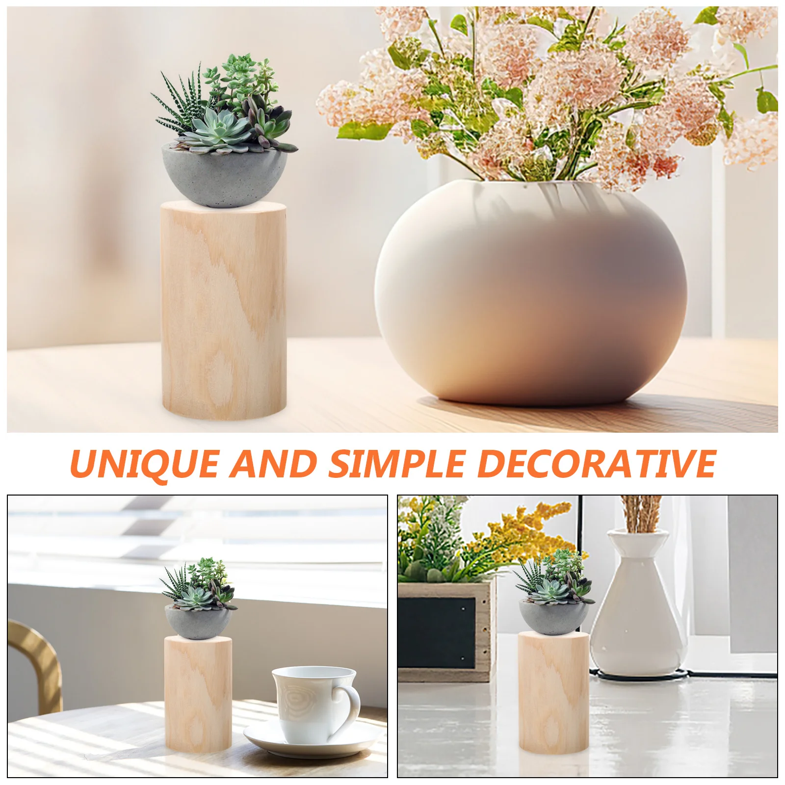 

Wood Stump Decorative Base for LED Candles Tea Lights Natural Wood Small Compact Ornament Gift for Living Room Office Bedroom