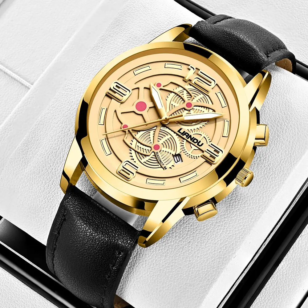 Top Brand Luxury Men Fashion Quartz Watch Date Clock Sport Watches Mens Leather Strap Wristwatch Relogio Masculino