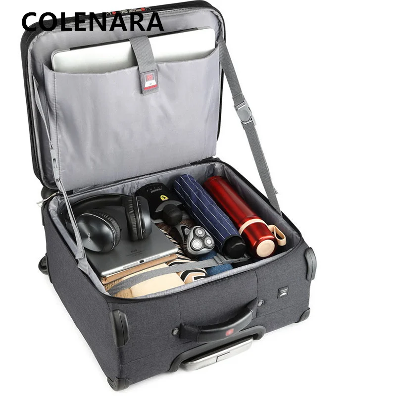 COLENARA Carry-on Travel Luggage Oxford Cloth Boarding Box Small Trolley Case 18 Inches Universal Wheel Rolling Suitcase