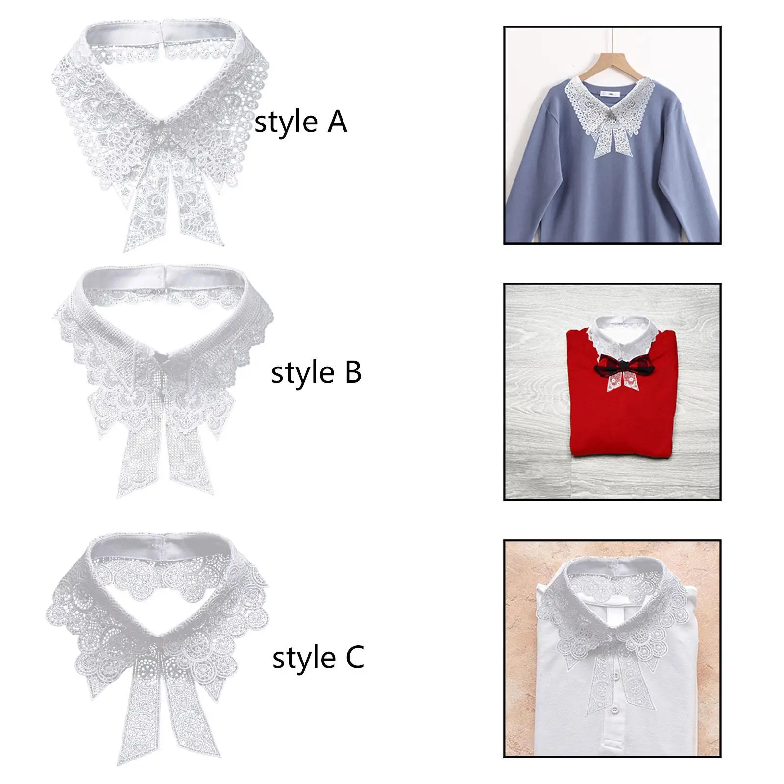 Кружевной воротник для женщин, стильный искусственный аксессуар для блузки и платья