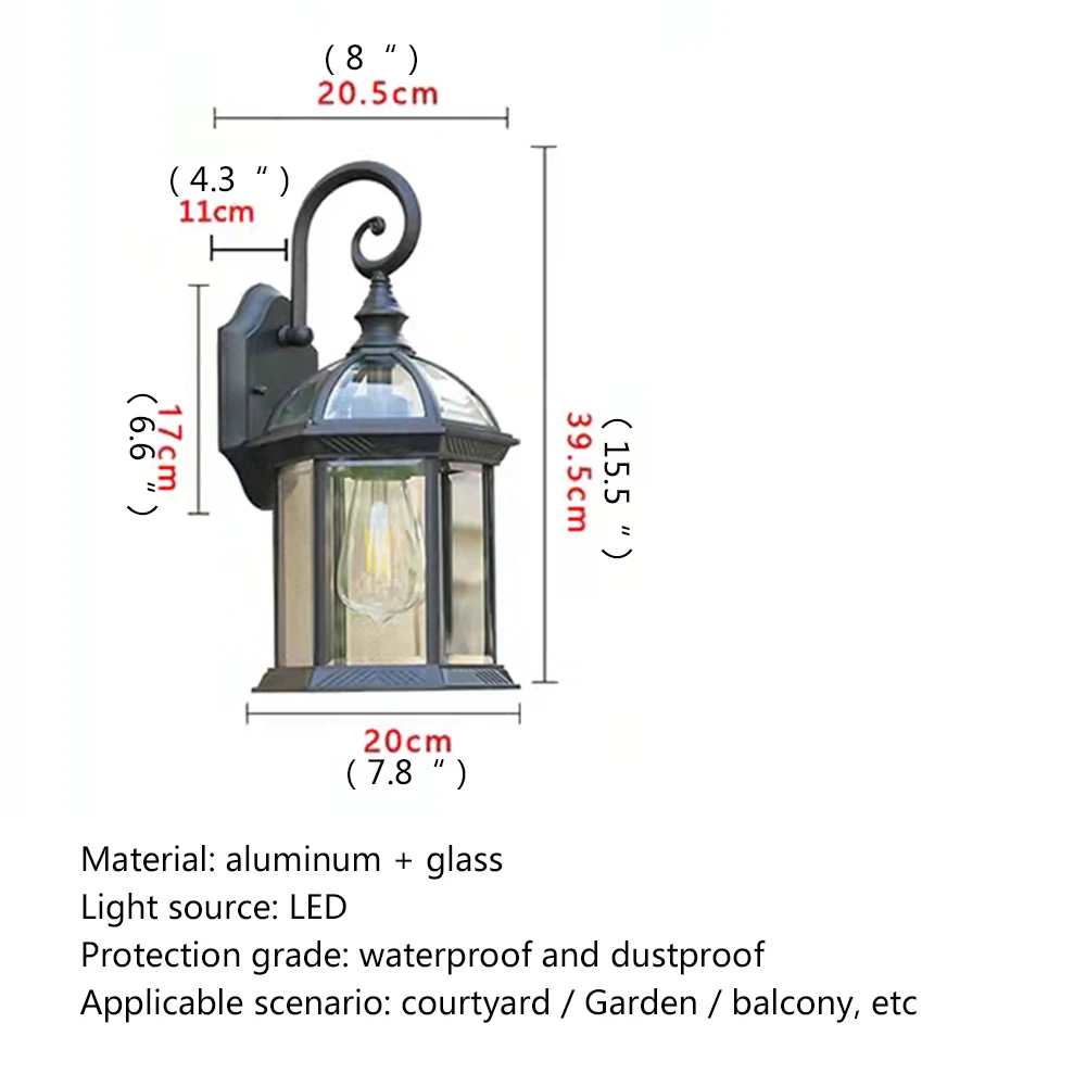 Blikkerige Outdoor Schansen Wandlampen Licht Led Klassiek Waterdicht Voor Thuis Balkon Decoratie