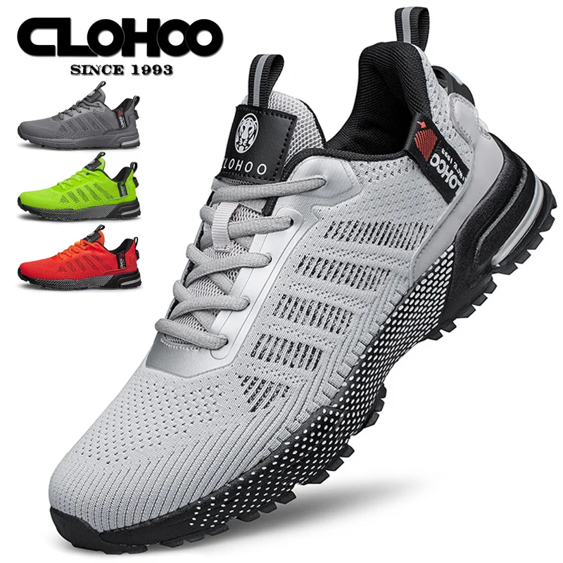 CLOHOO Men's Trendy Knitted Breathable Lightweight Comfy Sneakers For Running Jogging Wear-resistant Non-Slip Casual Sport Shoes