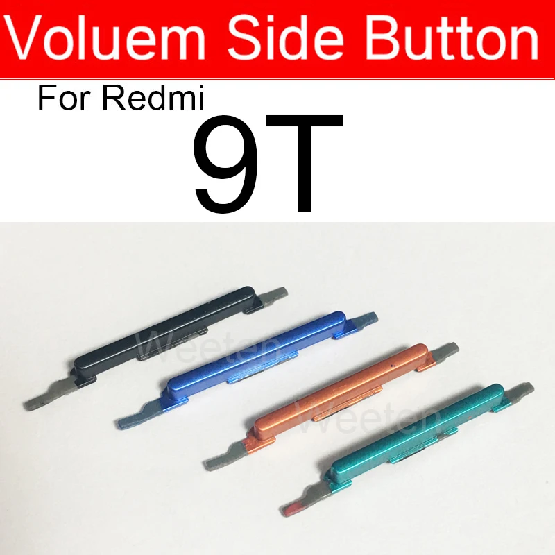 Botón lateral de volumen de encendido/apagado para Xiaomi Redmi 9 9A 9C 9T Control de volumen arriba y abajo tecla lateral + piezas de repuesto de