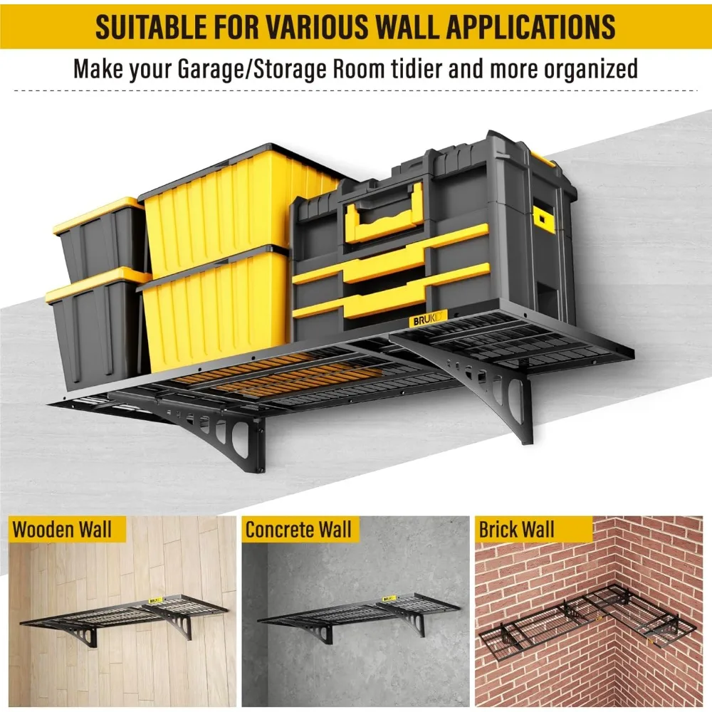 Adjustable Rail Wall Garage Storage Shelf, for Tool Room, Storage Room, Store Supermarket Wall Storage Shelving Rack