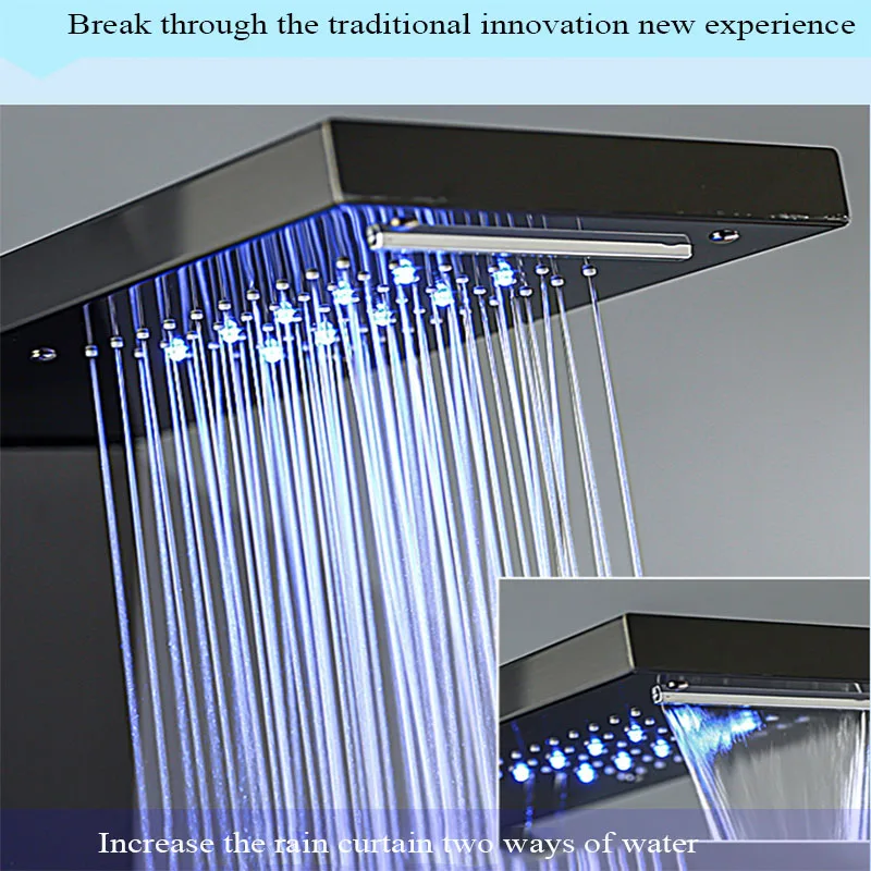 SUS304 LED Light Shower Panel Faucet Wall Mounted SPA Massage System Shower Column System Digital Temperature Screen