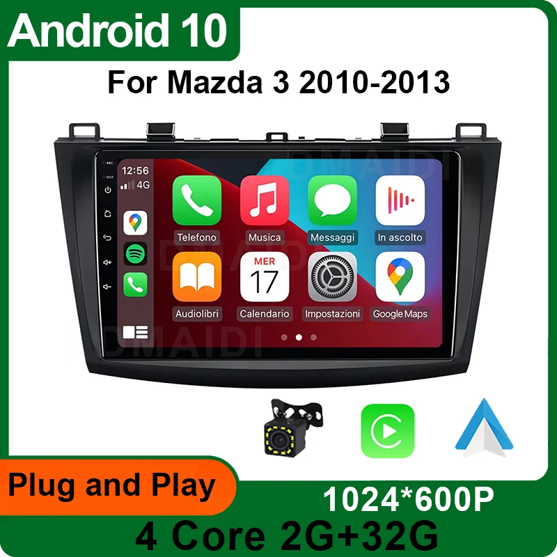 

Android 10 Car Radio for Mazda 3 2009 - 2013 Multimedia Video Player 4G WIFI GPS Navigation Carplay Auto DVD Head Unit 2 Din 4G