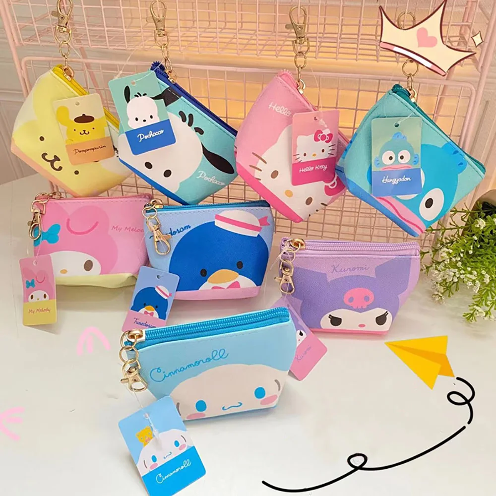 Sanrio Keychain Purse Portable Cartoon Pouch Mini Waterproof Coin Pocket Key Earphone Storage Bag IdCard Holder Backpack Pendant