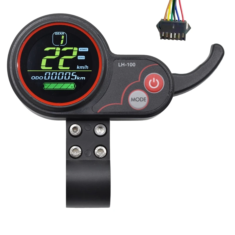 LH100 LCD Display Dashboard 24V-60V Throttle Meter Fit For Kugoo Electric Scooter/Ebike Speedometer (SM Plug 6PIN)