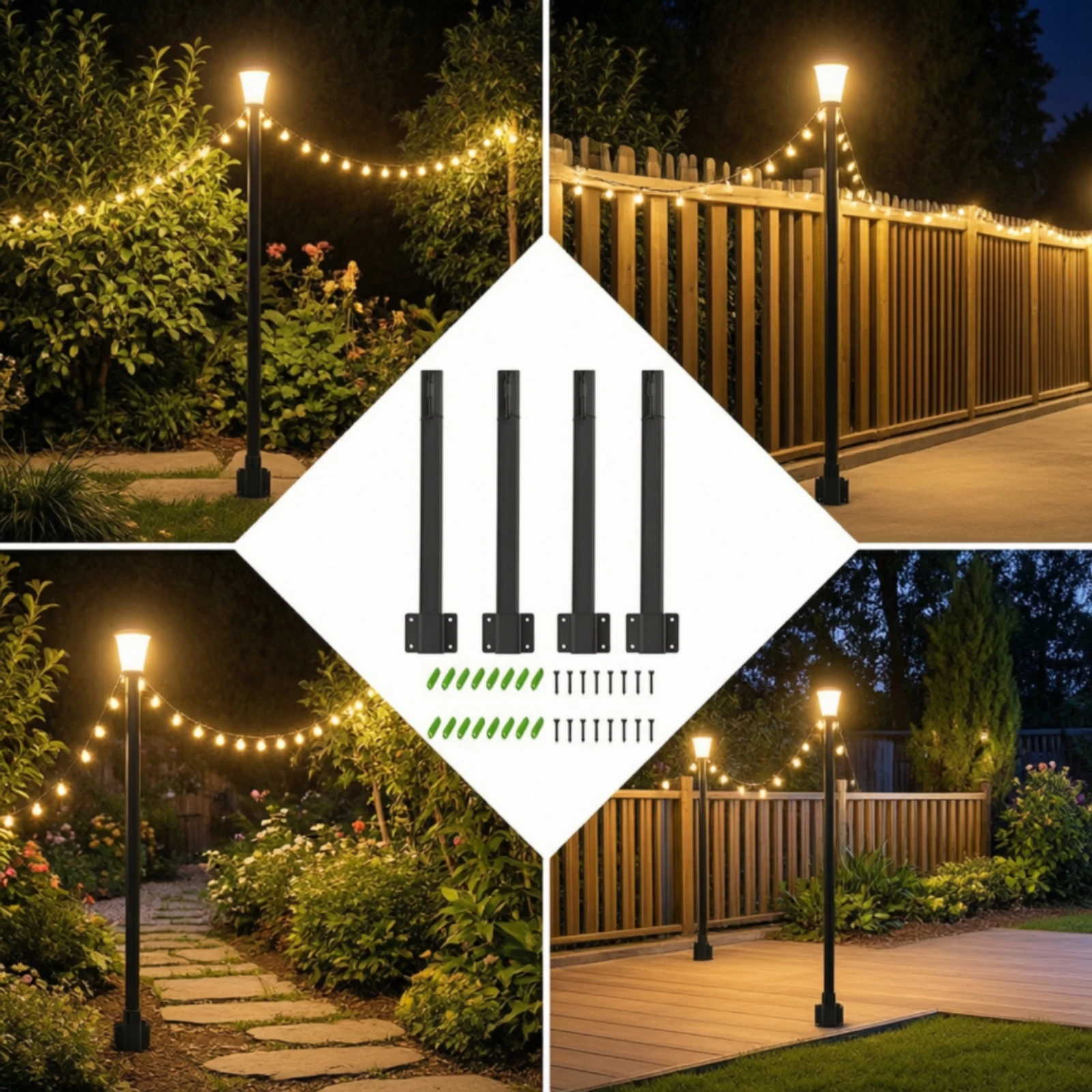 4 peças de suporte para luzes - String Light Outdoor avaliação e preço