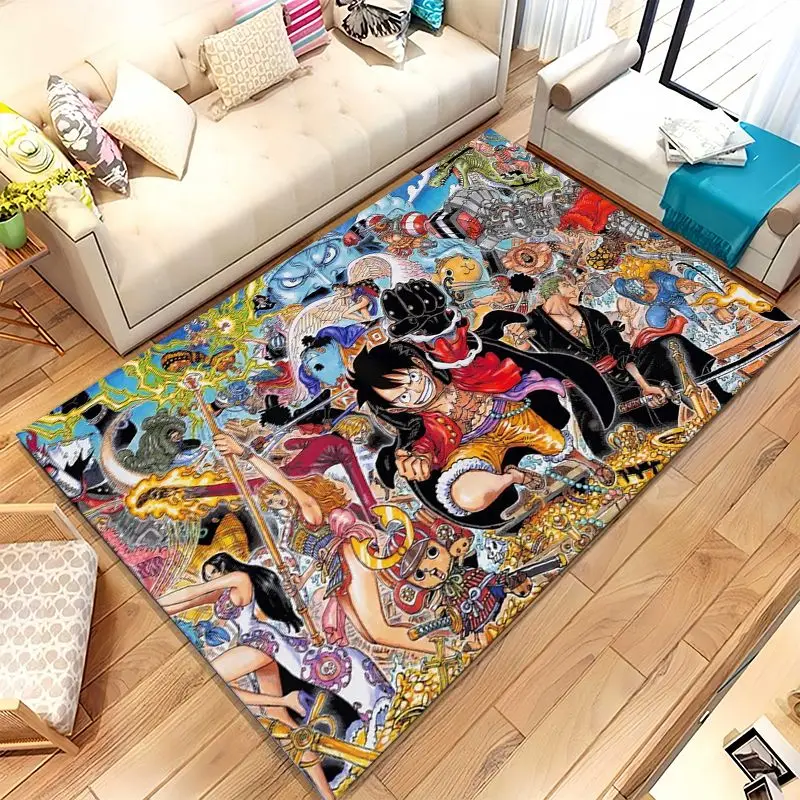 Anime Zoro One P-Piece Straw Hat Pirates Soft Non-Slip Area Rug for Living Room,Bedroom Playroom Carpet Mat for Sofa,Home Decor