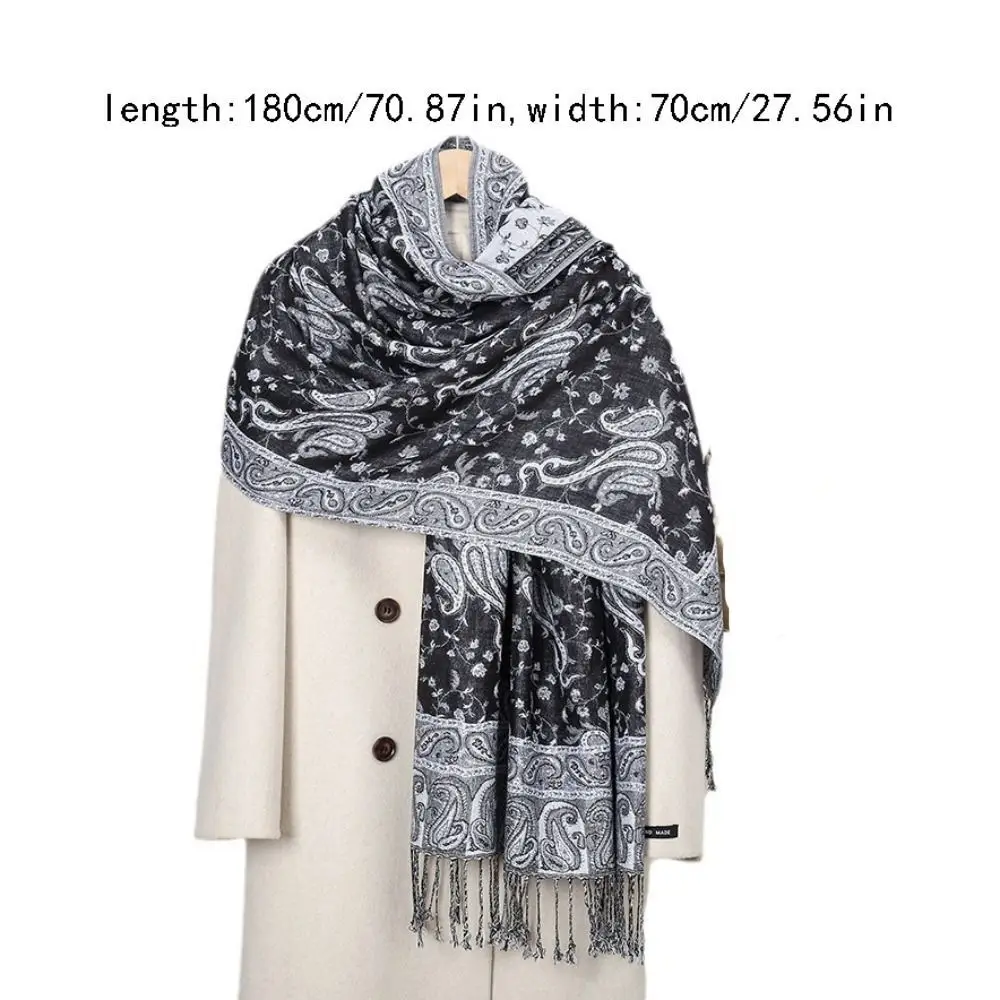 خمر الدافئة شرابة بطانية شال الباشمينا المطبوعة شال كشمير يندبروف سميكة الحجاب يوميا
