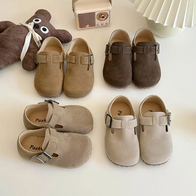 2-18 Years Old Children's Birken Shoes Four Seasons Models Khaki Soft Boys Girls Toddler Shoes Flat with Kids Baby Single Shoes