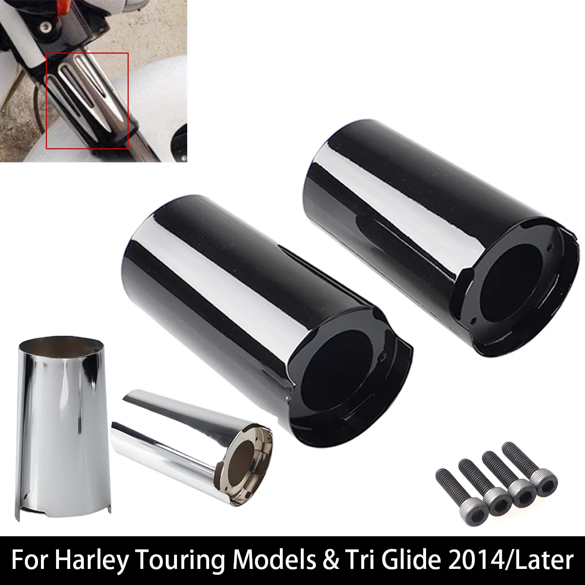 Cubierta deslizante de horquilla de motocicleta, polainas de arranque, Protector de choque, cubierta antipolvo para modelos Harley Touring y Tri Glide 2014 y posteriores, 2 unids/set