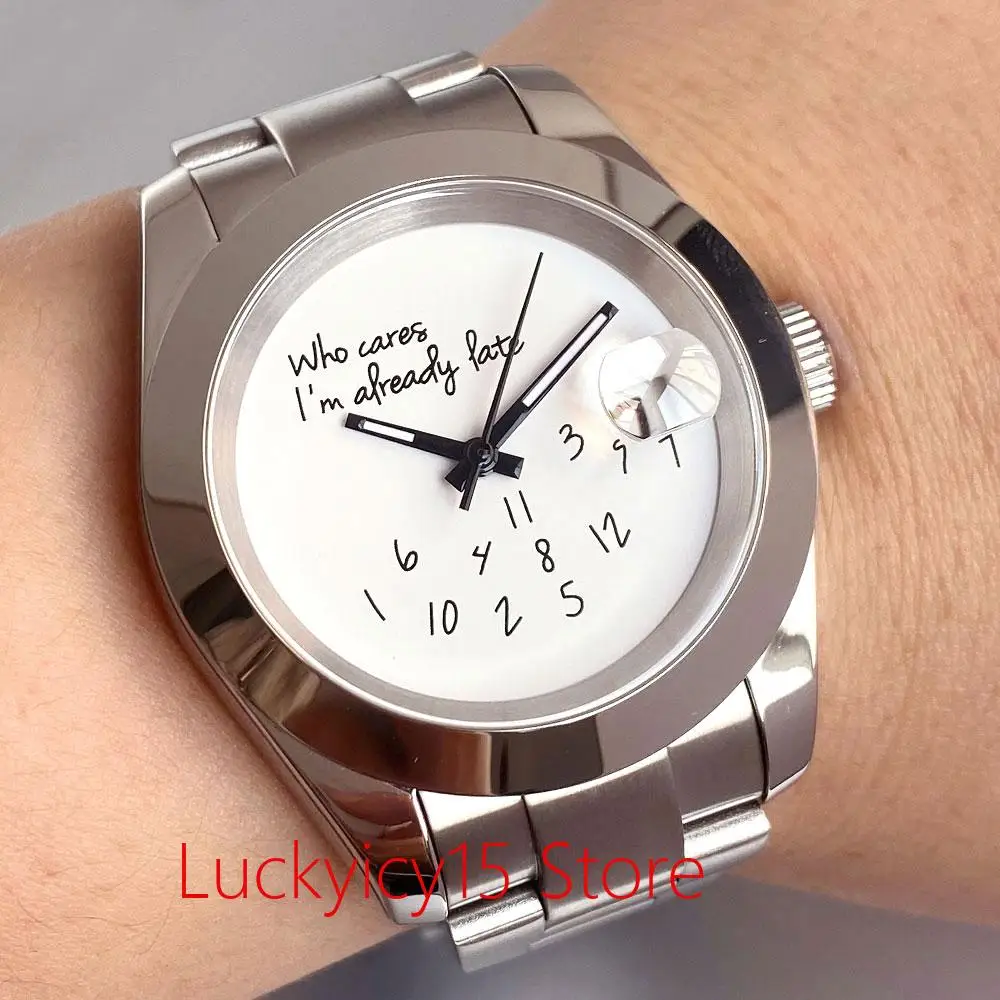 

New Polished bezel Mechanical Watch Japan NH35A/Miyota 8215/PT5000 men Watches white dial Sapphire Glass 100m waterproof 36mm