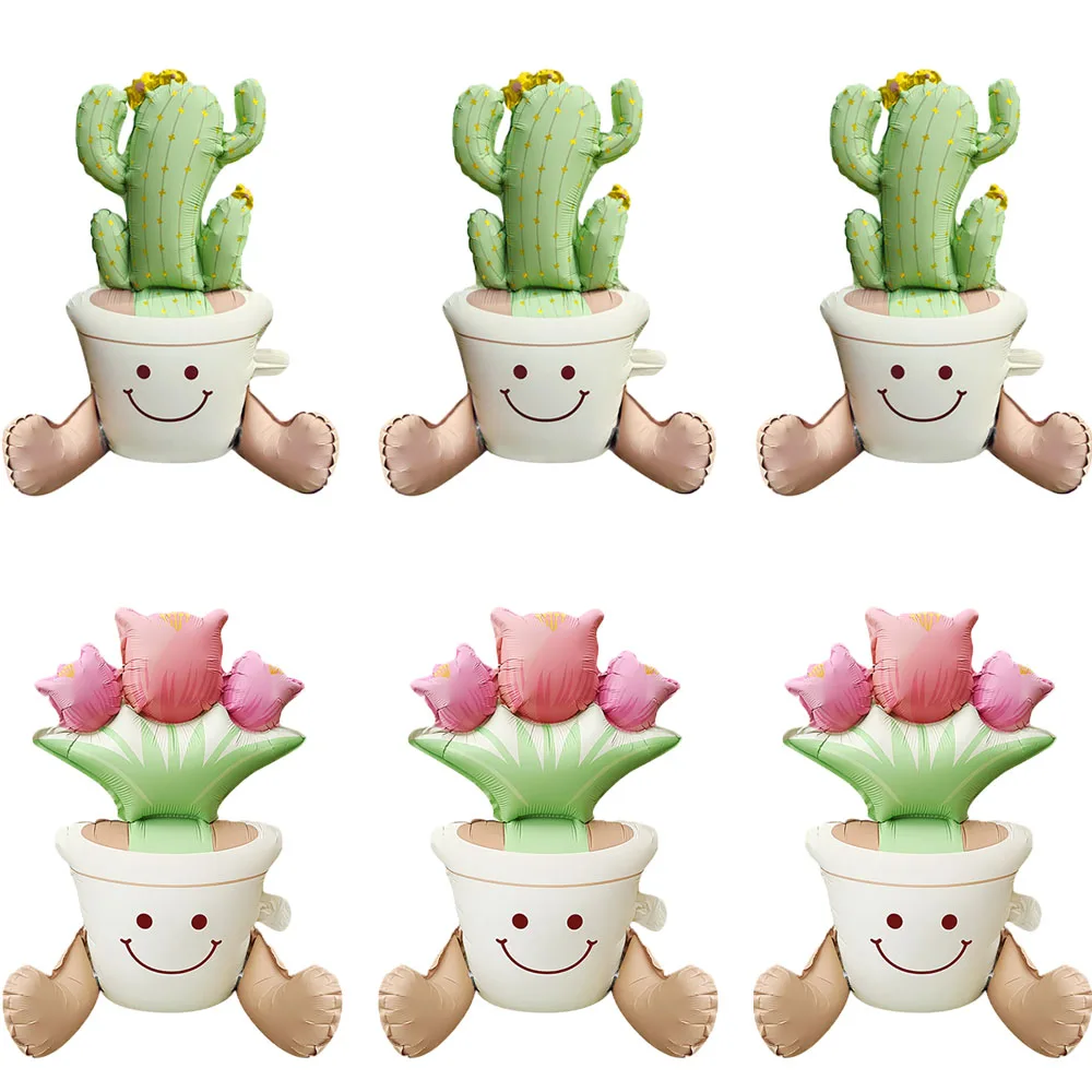 6 шт., фольгированные воздушные шары в виде кактуса и дерева