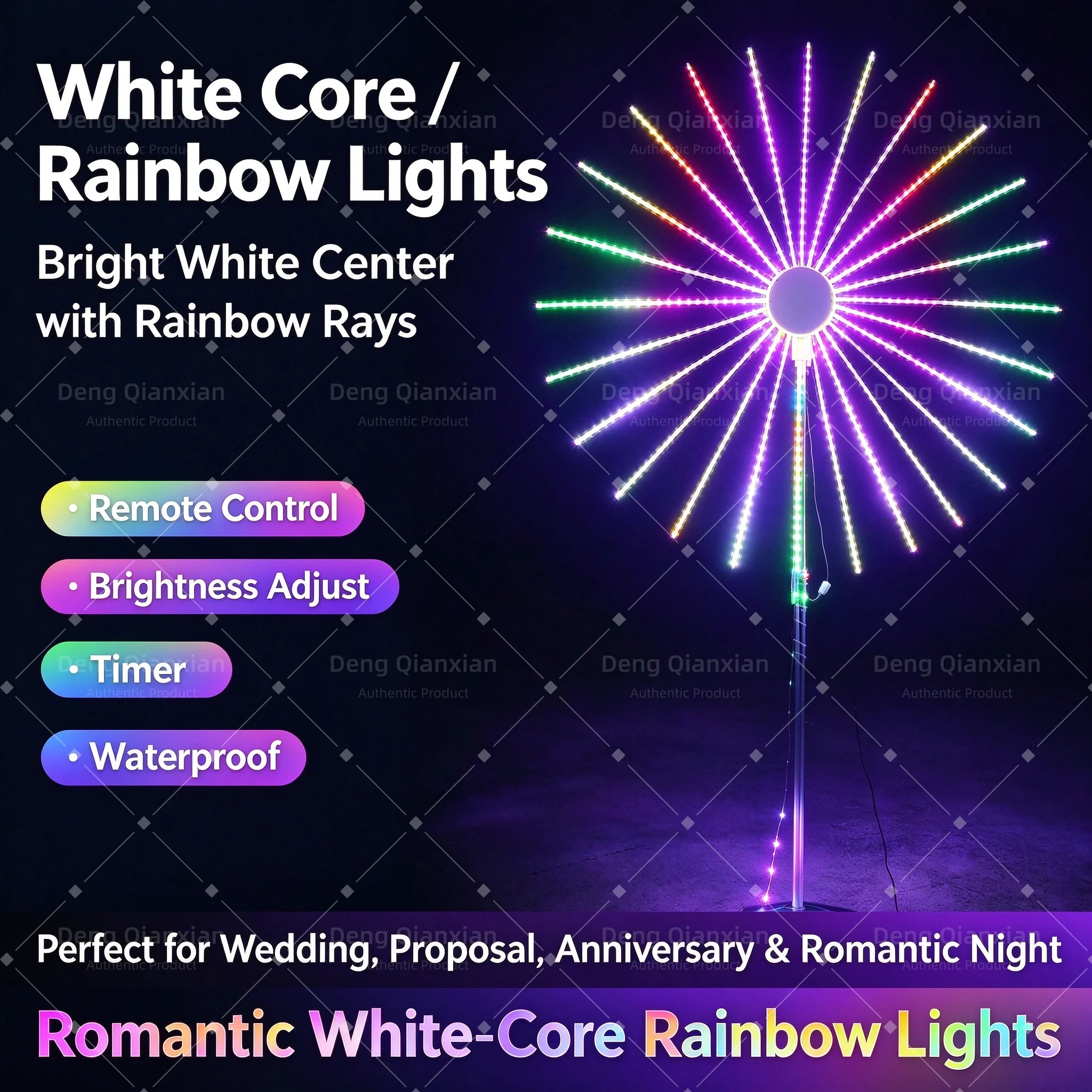 Custom Text Display Firework Light, Waterproof Dual Speakers APP Control, RGB Programmable Outdoor Garden Decorative Lights