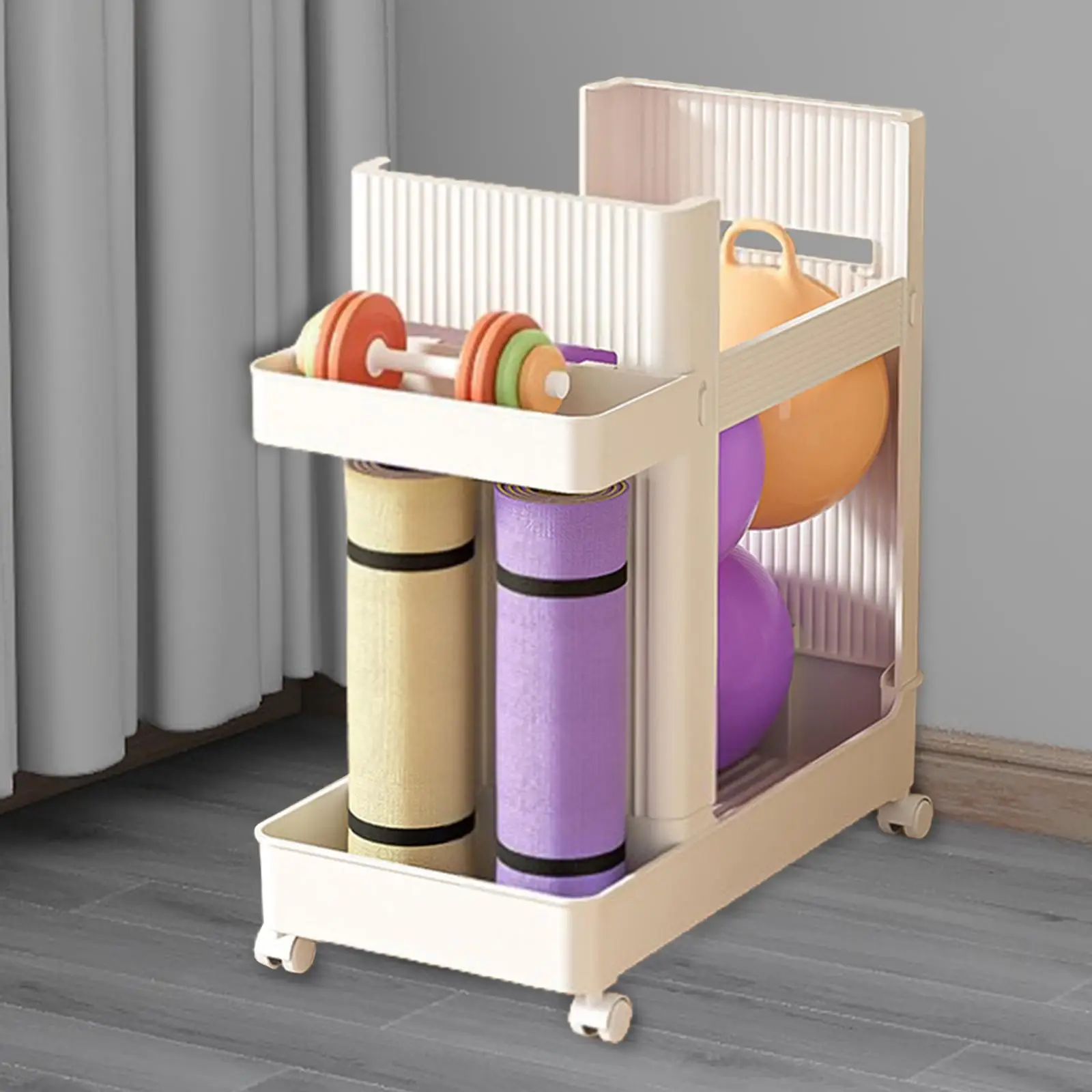 Yoga Mat Storage Rack Dumbbell Rack Workout Equipment Organizer Cart Weight Rack