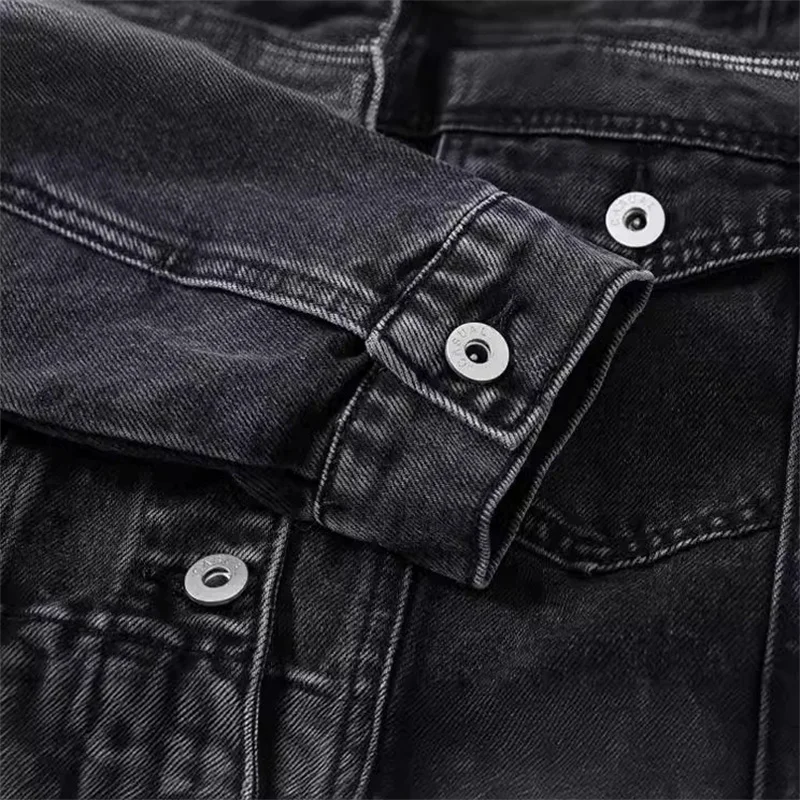 Chaqueta vaquera para mujer, ropa de calle para primavera y otoño, chaquetas cortas vaqueras elegantes de cintura alta negras Vintage, prendas de vestir para motocicleta, Top