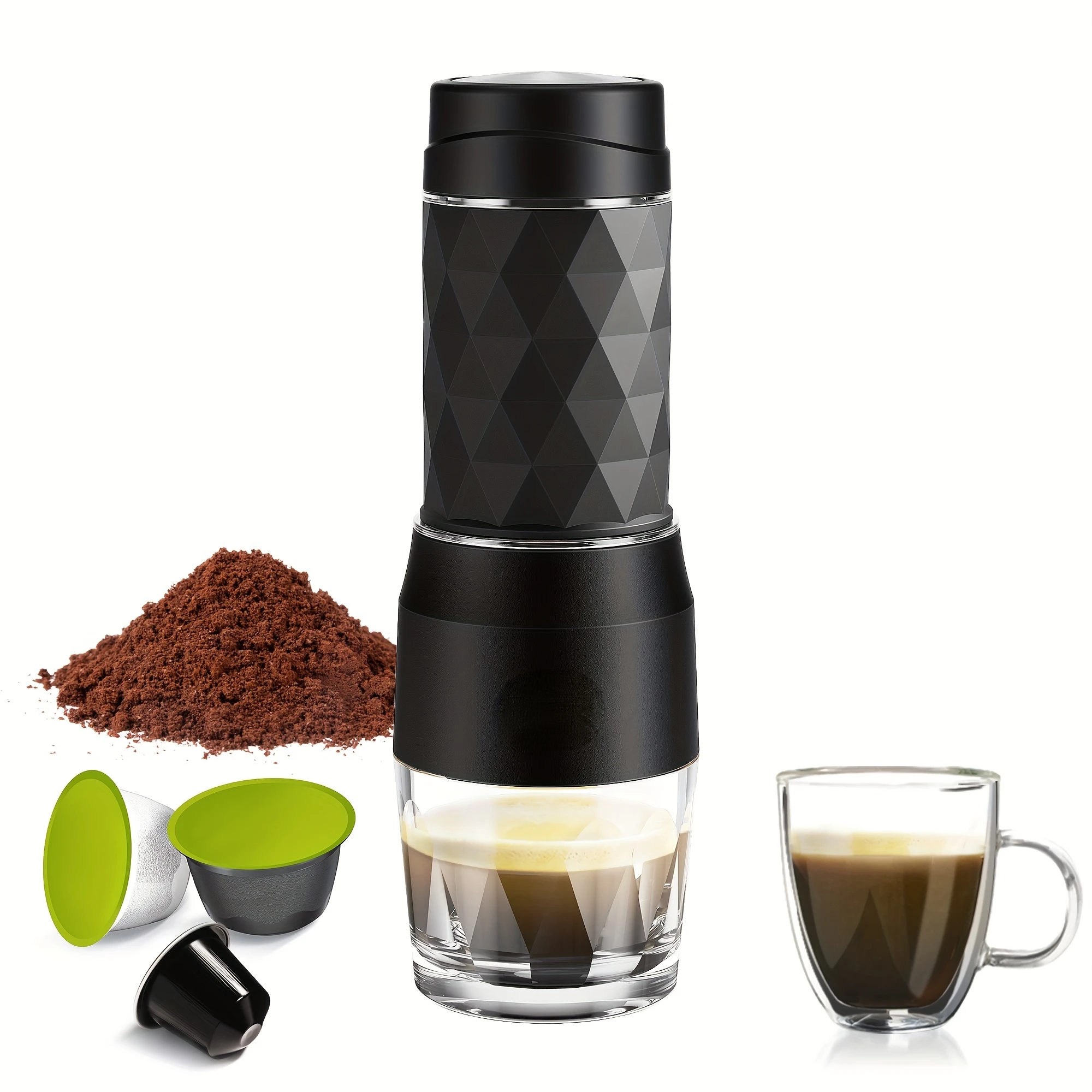 

Portable Coffee Maker Espresso Machine Hand Press Capsule Ground Coffee Brewer Portable For Travel And Picnic