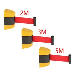 Barriera per cintura retrattile montata a parete con cintura di avvertenza a strisce gialle/nere