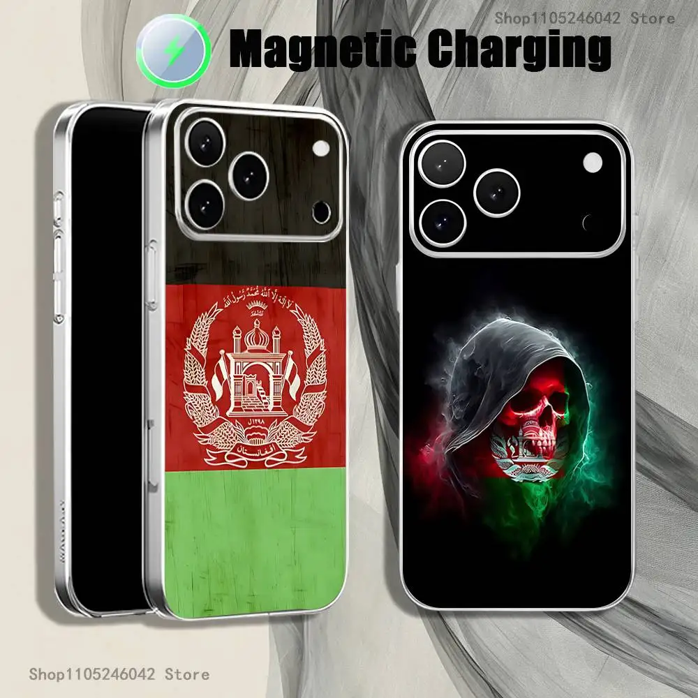 

Afghan Afghanistan Flag For iPhone 17,16,15,14,13,12,11,Pro,Max,Plus Transparent White Phone Case Magnetic Wireless Charging