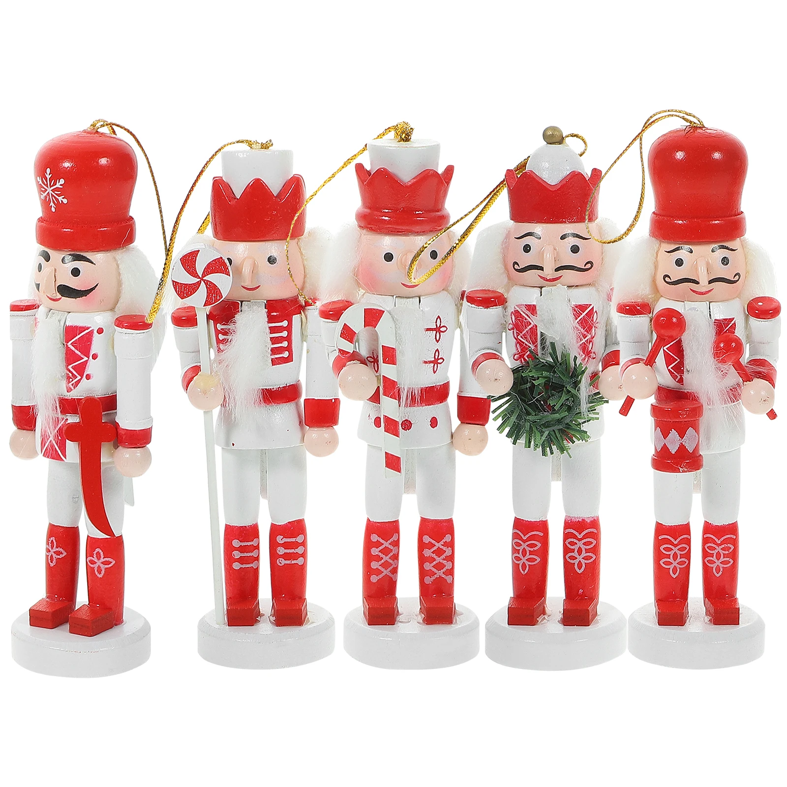 

5 Pcs Biscuit Nutcracker Soldier Ornament Office Covers Wood Hanging Christmas Pendants
