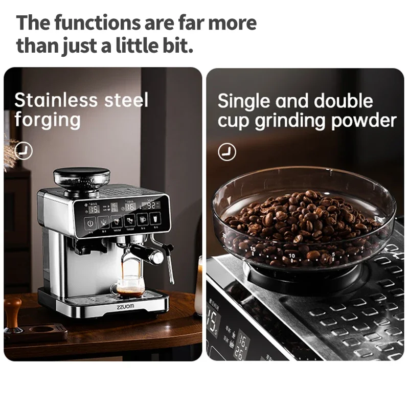 20Bar Fully Automatic Espresso Machine, Built-in Grinder, Smart Touchscreen, Stainless Steel, With Milk Frother