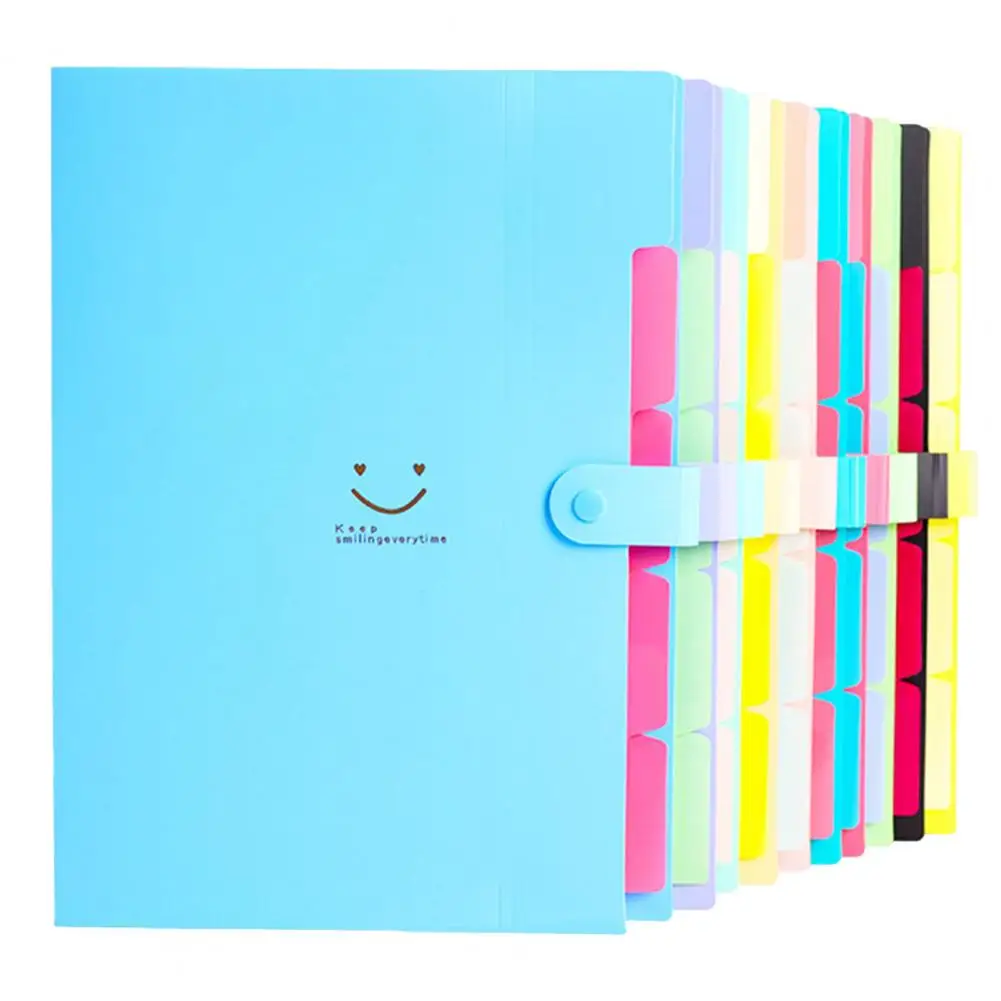 File Organizer A4 Size Document Filing Folder with 4 Pages 5 Layers Reinforced Plastic Snap Closure File Sorter