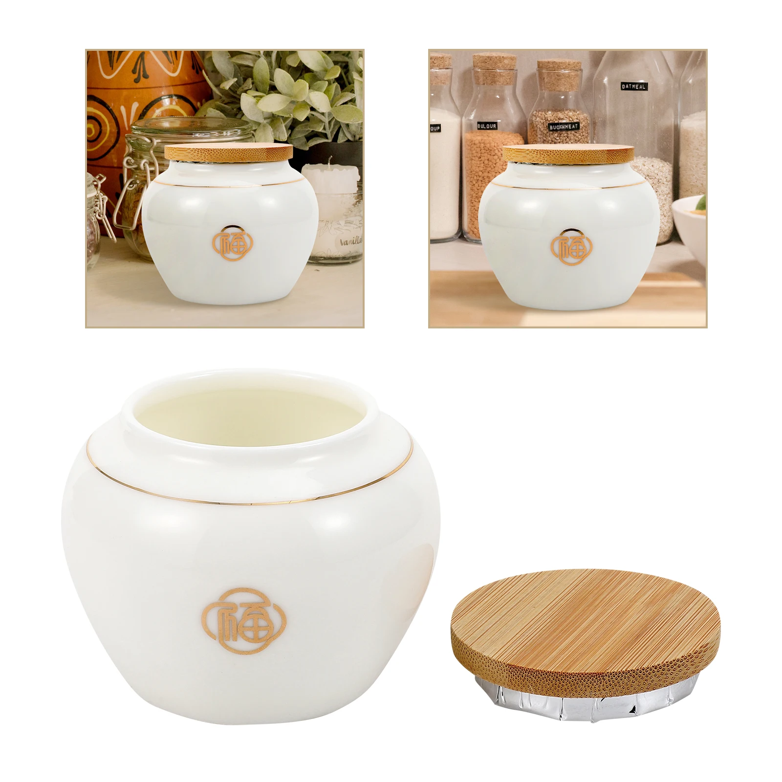 

Ceramic Tea Canister Storage Jar for Kitchen Home Leaf Container Sealed Tea Leaves Jars Resistant Stable Placement