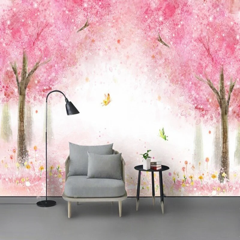 Personalized Custom Creative Romantic Cherry Blossom Tree Flower And Plant Painted Art Wall Decoration Mural For The Living Room