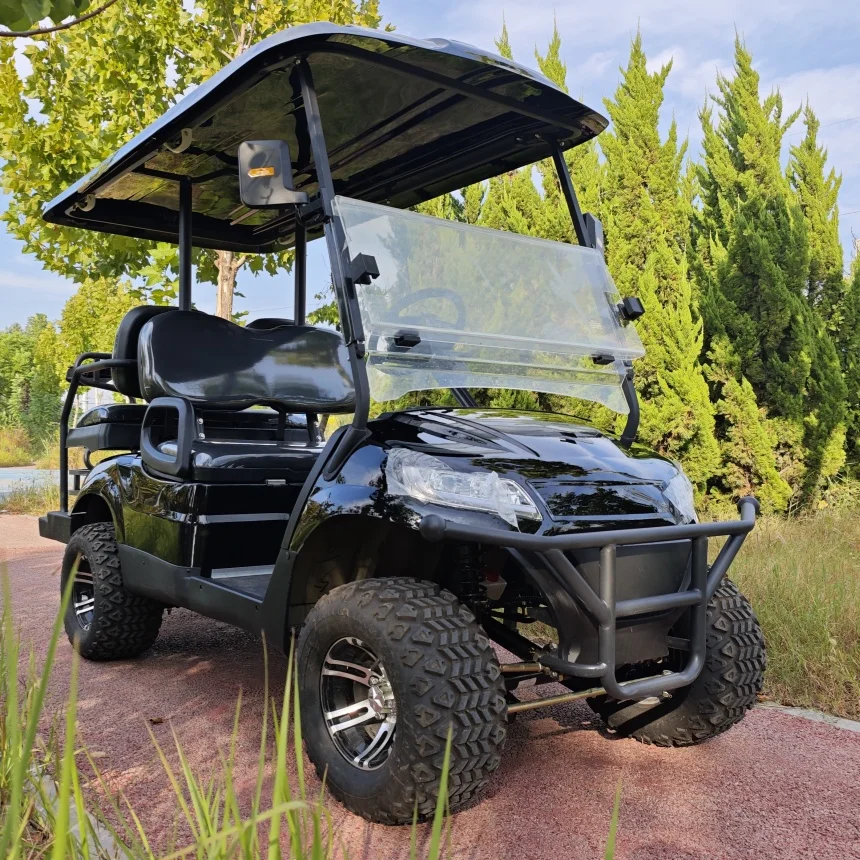 Golf Cart Street Legal Multi-Function Electric Golf Cart For Golf Courses Off-Road Tires Front Bumper Golf Bag Straps And Basket