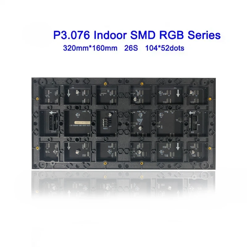 LED Matrix P3.076 Indoor Full Color Module 320x160mm 26Scan 104x52 Pixels HUB75 RGB Programmable Display Advertising Video Wall