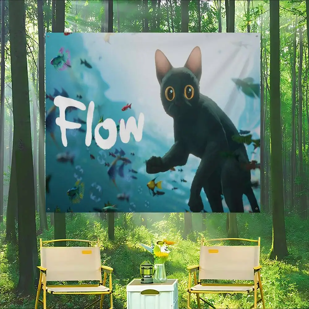 Movie F-Flow Cat DIY Flag For Family Group Photo Living Room Home Dorm Decor Wall Art Decor Banner