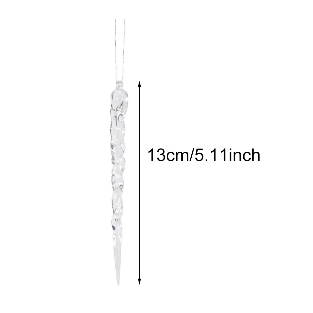 12 pezzi di ghiaccioli natalizi appesi ornamenti di ghiaccioli trasparenti decorazione striscia di ghiaccio pendente filettato per la decorazione invernale di Capodanno