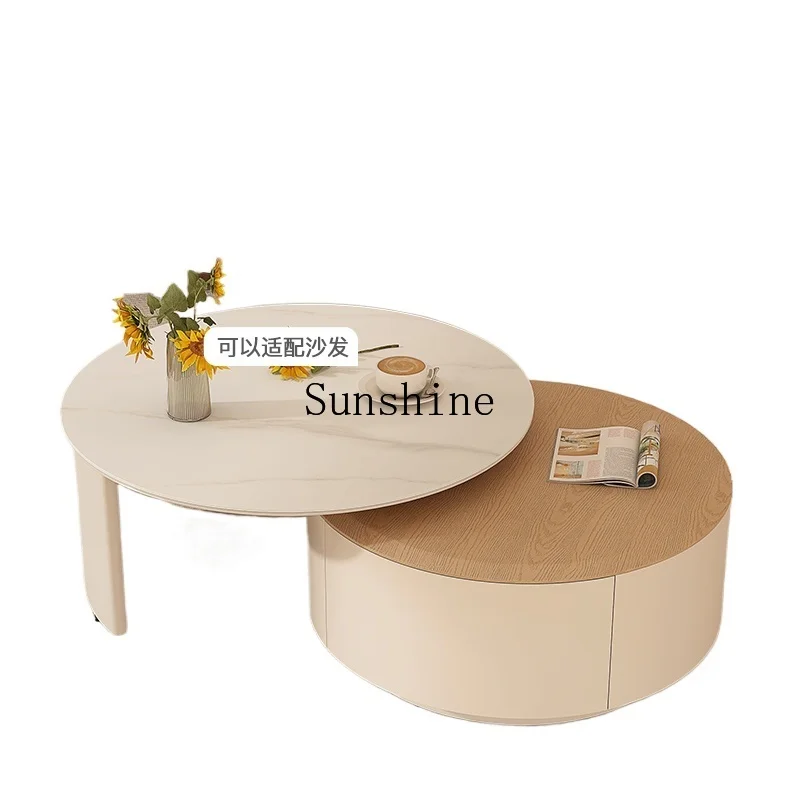 Living room household small apartment rock slab tea table modern simple premium cream style tea table